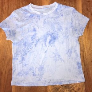 Lululemon Train To Be Short Sleeve, Blue Linen/Chalk, s